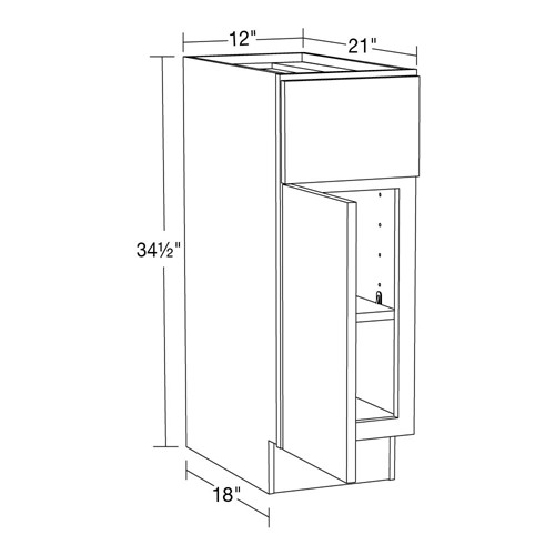 Caldera Charcoal Slim Shaker Vanity Base 12"