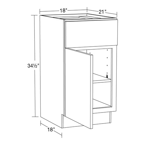 Caldera Charcoal Slim Shaker Vanity Base 18"