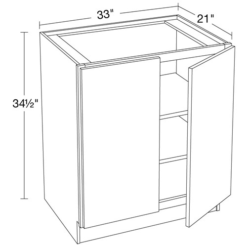 Caldera Charcoal Slim Shaker Vanity Base Full Height Doors 33"