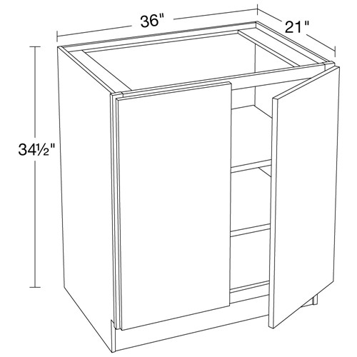 Caldera Charcoal Slim Shaker Vanity Base Full Height Doors 36"
