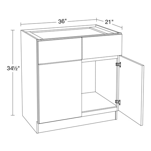 Caldera Charcoal Slim Shaker Vanity Sink Base 36" x 21"
