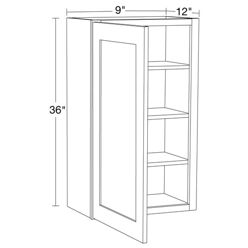 Preston Gray Shaker Wall 9"x36" with Glass Doors