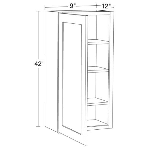 Preston Gray Shaker Wall 9"x42" with Glass Doors