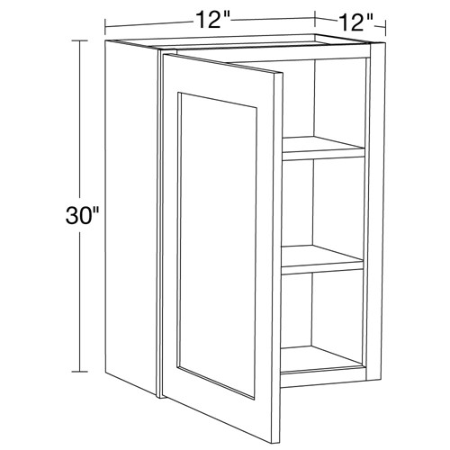 Preston Gray Shaker Wall 12"x30" with Glass Doors