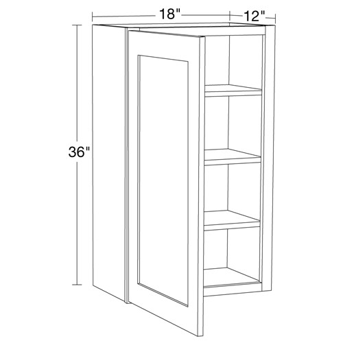 Preston Gray Shaker Wall 18"x36" with Glass Doors