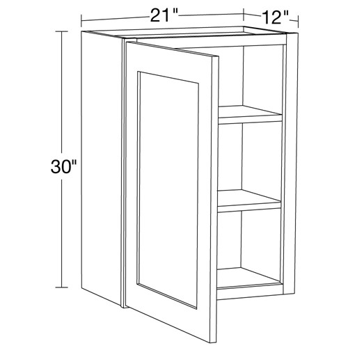 Preston Gray Shaker Wall 21"x30" with Glass Doors