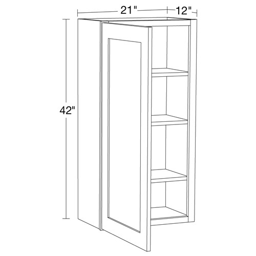 Preston Gray Shaker Wall 21"x42" with Glass Doors