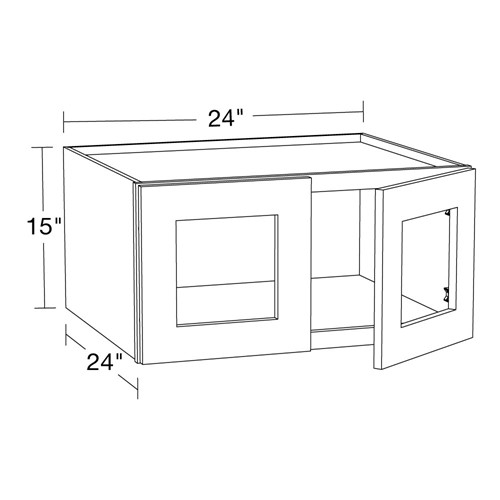 Preston Gray Shaker Wall 24"x15" with Glass Doors
