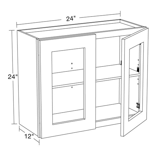 Preston Gray Shaker Wall 24"x24" with Glass Doors