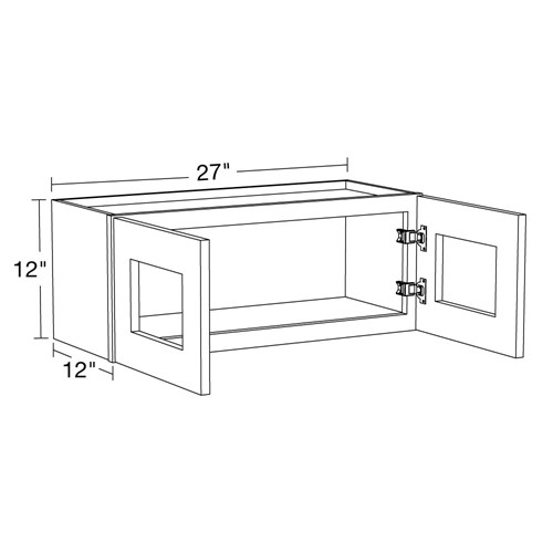 Preston Gray Shaker Wall 27"x12" with Glass Doors