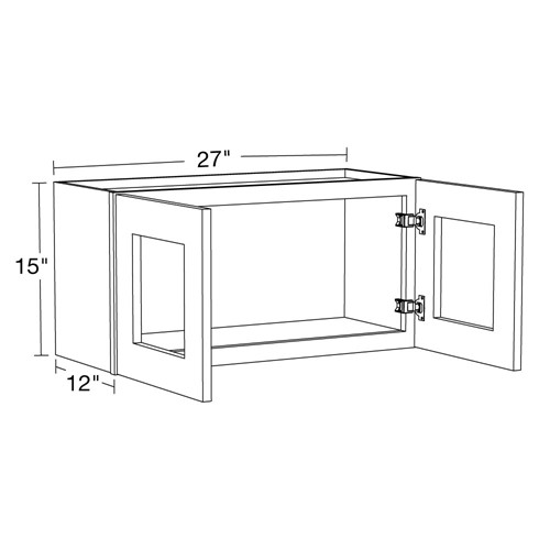 Preston Gray Shaker Wall 27"x15" with Glass Doors