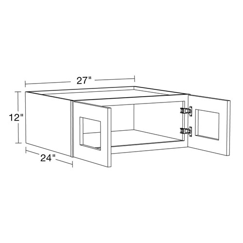 Preston Gray Shaker Wall 27wx24dx12h with Glass Doors