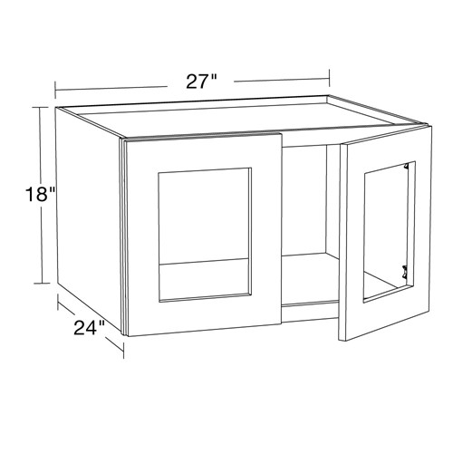 Preston Gray Shaker Wall 27wx24dx18h with Glass Doors