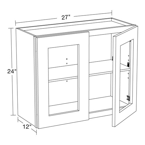 Preston Gray Shaker Wall 27"x24" with Glass Doors