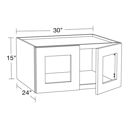 Preston Gray Shaker Wall 30wx24dx15h with Glass Doors
