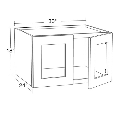 Preston Gray Shaker Wall 30wx24dx18h with Glass Doors