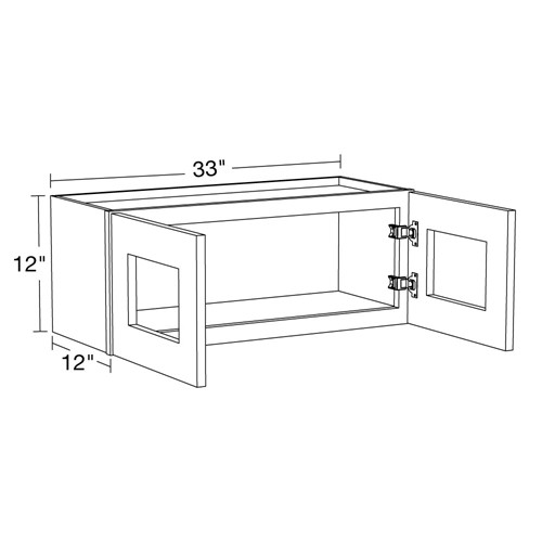 Preston Gray Shaker Wall 33"x12" with Glass Doors
