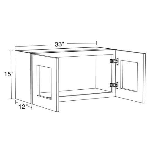 Preston Gray Shaker Wall 33"x15" with Glass Doors