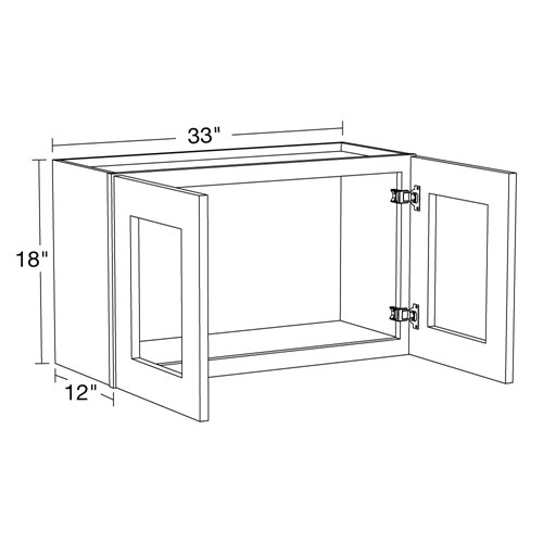 Preston Gray Shaker Wall 33"x18" with Glass Doors