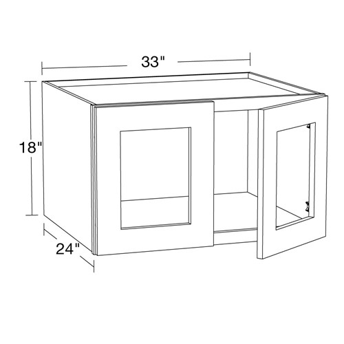 Preston Gray Shaker Wall 33wx24dx18h with Glass Doors