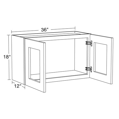 Preston Gray Shaker Wall 36"x18" with Glass Doors