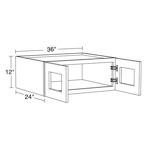 Preston Gray Shaker Wall 36"x12"x24"D with Glass Doors
