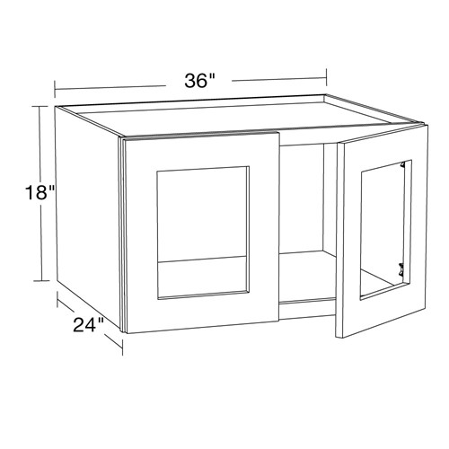 Preston Gray Shaker Wall 36"x18"x24"D with Glass Doors