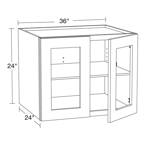 Preston Gray Shaker Wall 36"x24"x24"D with Glass Doors