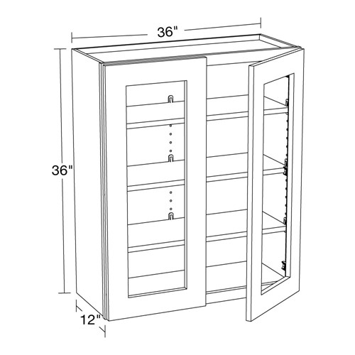 Preston Gray Shaker Wall 36"x36" with Glass Doors
