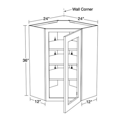 Preston Gray Shaker Wall Angle 24"x36" with Glass Doors