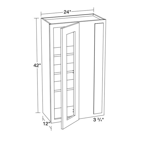 Preston Gray Shaker 27"x42" Universal Blind Corner Wall Cabinet with Glass Doors