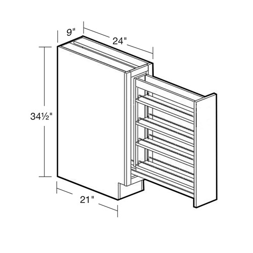 Caldera Charcoal Slim Shaker Spice Pullout Cabinet - 9"