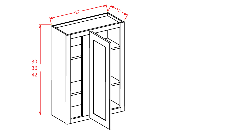 Steel Green Shaker Wall Blind Corner Cabinet - 27"W X 42"H X 12"D