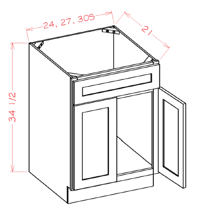 Steel Green Shaker Double Door Vanity Sink Base - 30"