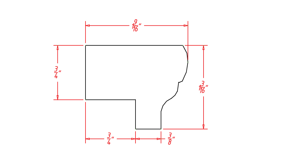 Steel Green Shaker Light Rail Molding - 96"L X 1-1/2"D X 1-1/8"H