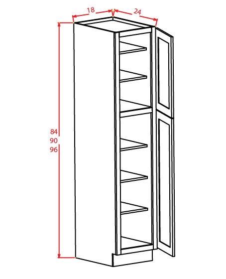 Steel Green Shaker Wall Pantry - 18"W X 24"D X 90"H