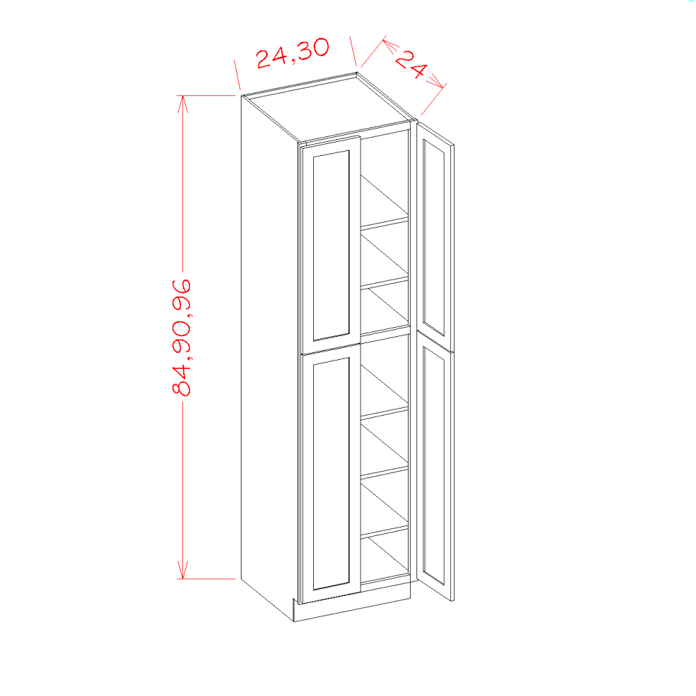Steel Green Shaker Pantry Cabinet - 30"W x 84"H x 24"D
