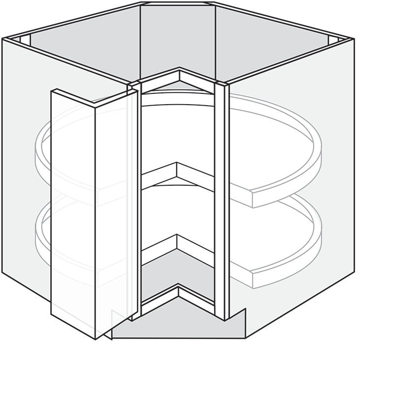 Rustic Slab Single Bi-Fold Door Lazy Susan Cabinet 36"W