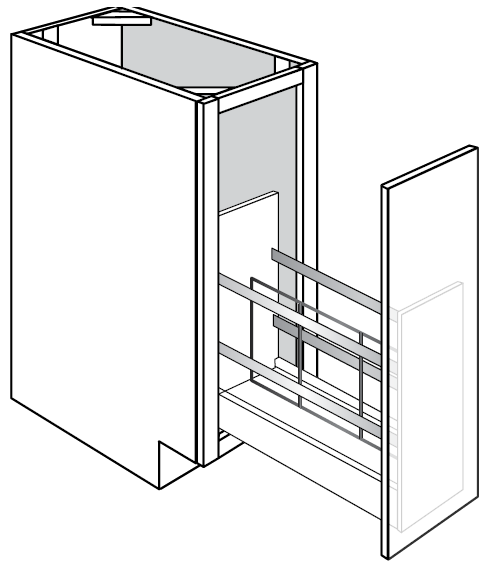 Rustic Slab Single Door Full-Height Base Cabinet w/ Tray Divider Pullout 9"W